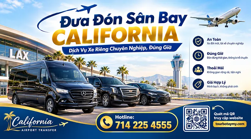 Đưa Đón Sân Bay California – Dịch Vụ Xe Riêng Chuyên Nghiệp, Đúng Giờ
